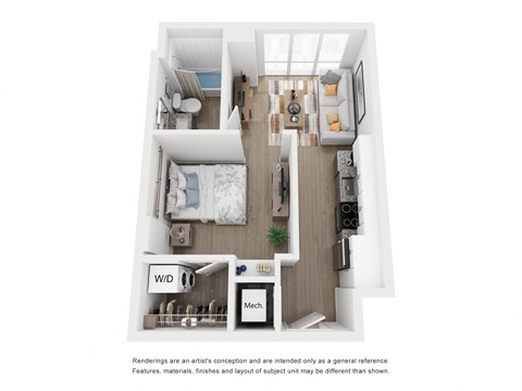 A1 Floor Plan at Link Apartments® H Street, Washington, DC, 20002